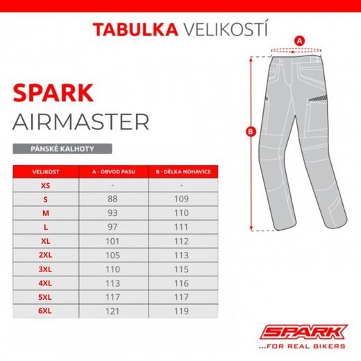 PÁNSKÉ TEXTILNÍ MOTO KALHOTY SPARK AIRMASTER BLACK