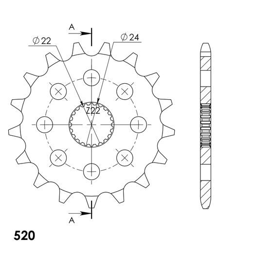 ŘETĚZOVÉ KOLEČKO SUPERSPROX CST-394:17 17 ZUBŮ, 520