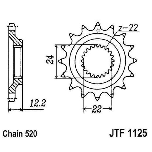 ŘETĚZOVÉ KOLEČKO JT JTF 1125-15 15 ZUBŮ, 520