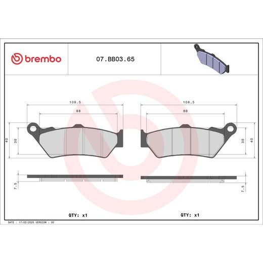 BRZDOVÉ DESTIČKY BREMBO 07BB0365 CC ROAD