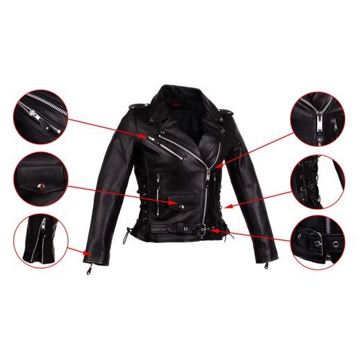 DÁMSKÝ KOŽENÝ KŘIVÁK SE ŠNĚROVÁNÍM A TERMOVLOŽKOU WOLF BIKER