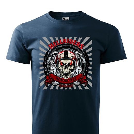 PÁNSKÉ TRIKO S MOTIVEM HELLRIDERS - TMAVĚ MODRÉ