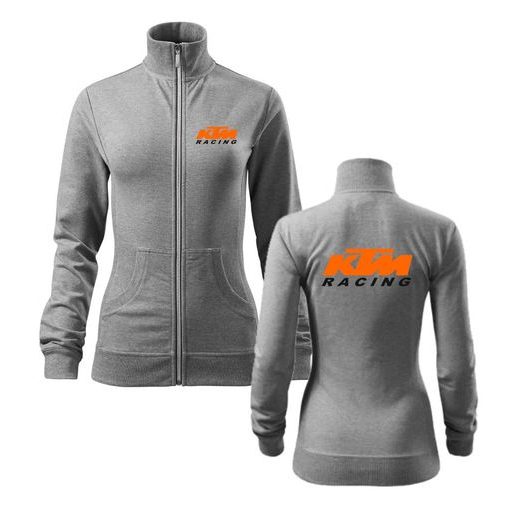 DÁMSKÁ MIKINA NA ZIP S MOTIVEM KTM RACING - ŠEDÁ