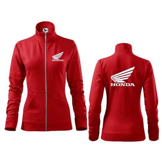 DÁMSKÁ MIKINA NA ZIP S MOTIVEM HONDA - ČERVENÁ