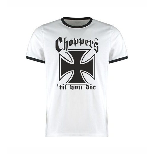 PÁNSKÉ TRIKO S MOTIVEM CHOPPERS 'TIL YOU DIE 1 - BÍLÉ