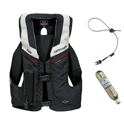 AIRBAGOVÁ VESTA HIT-AIR MLV 2 LIMITOVANÁ EDICE ČERNO-BÍLÁ S ČERVENÝMI PRVKY