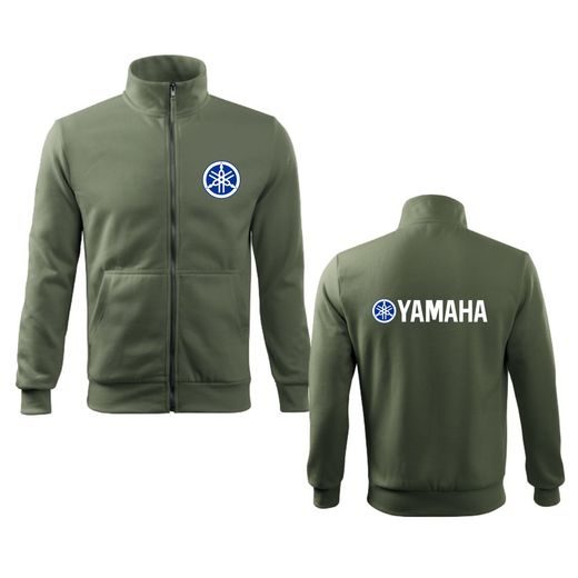 PÁNSKÁ MIKINA NA ZIP S MOTIVEM YAMAHA - KHAKI