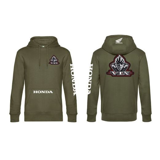 PÁNSKÁ MIKINA S KAPUCÍ A MOTIVEM HONDA VTX - KHAKI