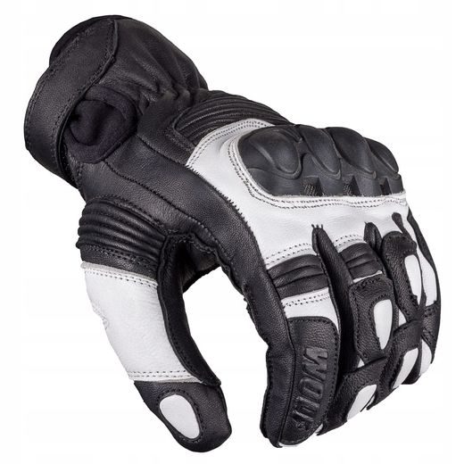 WOLF BANDIT WHITE KOŽENÉ RUKAVICE NA MOTORKU