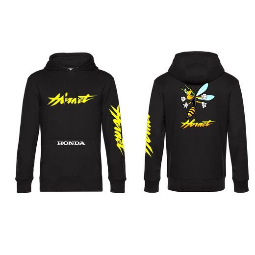 PÁNSKÁ MIKINA S KAPUCÍ A MOTIVEM HONDA HORNET - ČERNÁ