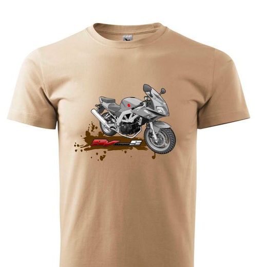 PÁNSKÉ TRIKO S MOTIVEM SUZUKI SV1000S - PÍSKOVÉ
