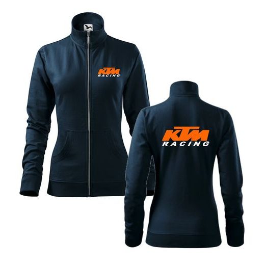 DÁMSKÁ MIKINA NA ZIP S MOTIVEM KTM RACING - TMAVĚ MODRÁ