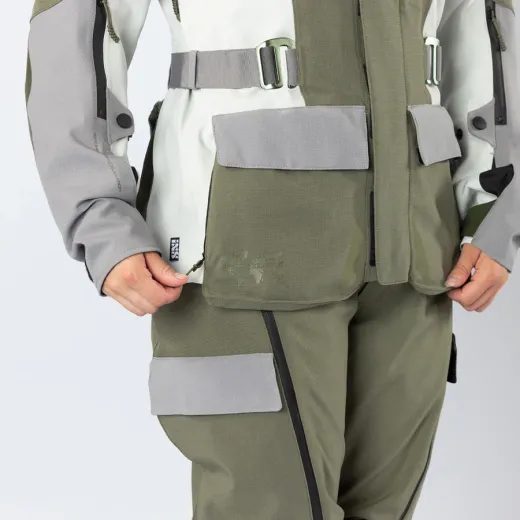 DÁMSKÁ BUNDA S LAMINOVANOU MEMBRÁNOU IXS VENTURE-STX 1.0 X2-011605 SVĚTLE ŠEDÁ-OLIVOVÁ