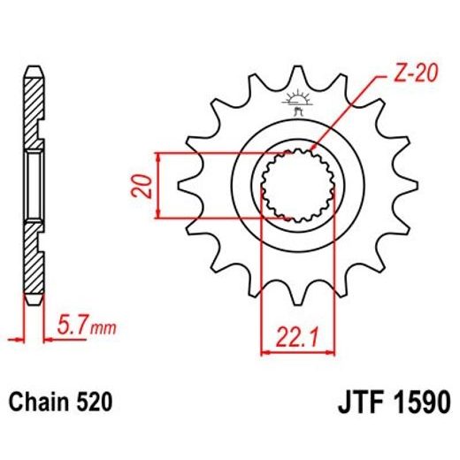 ŘETĚZOVÉ KOLEČKO JT JTF 1590-12 12 ZUBŮ, 520