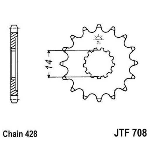 ŘETĚZOVÉ KOLEČKO JT JTF 708-13 13 ZUBŮ, 428