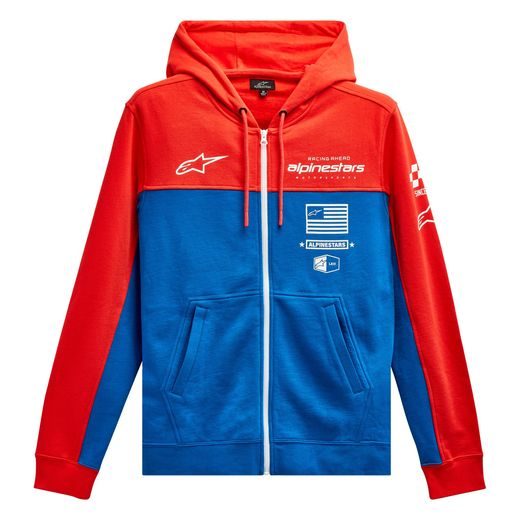 MIKINA H BLOCK HOODIE, ALPINESTARS (ČERVENÁ FLUO/SVĚTLE MODRÁ)