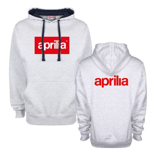 PÁNSKÁ MIKINA S KAPUCÍ A MOTIVEM APRILIA - ŠEDÁ