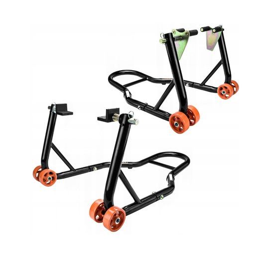 SADA 2 MOTOCYKLOVÝCH STOJANŮ BIKETEC PŘEDNÍ A ZADNÍ TYP-L