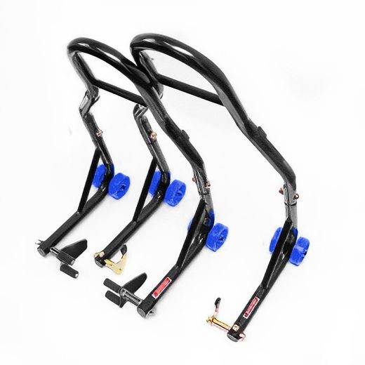 SADA 2 MOTOCYKLOVÝCH STOJANŮ BIKETEC PŘEDNÍ A ZADNÍ TYP-V