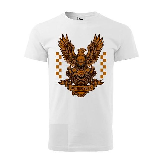 PÁNSKÉ TRIKO S MOTIVEM MOTORCYCLE - BÍLÉ