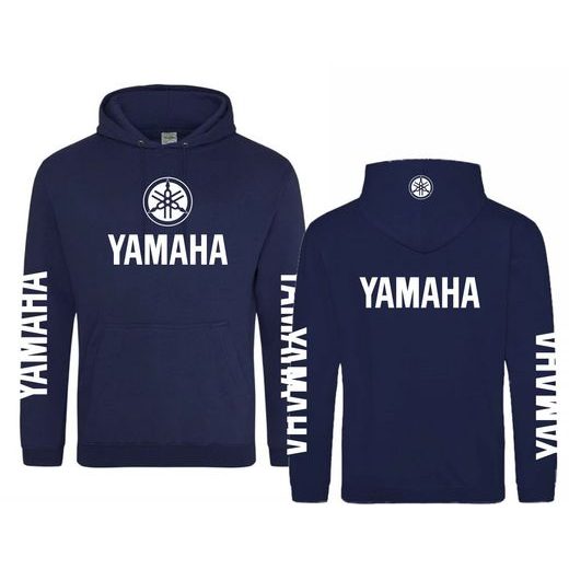 PÁNSKÁ MIKINA S KAPUCÍ A MOTIVEM YAMAHA 2 - TMAVĚ MODRÁ