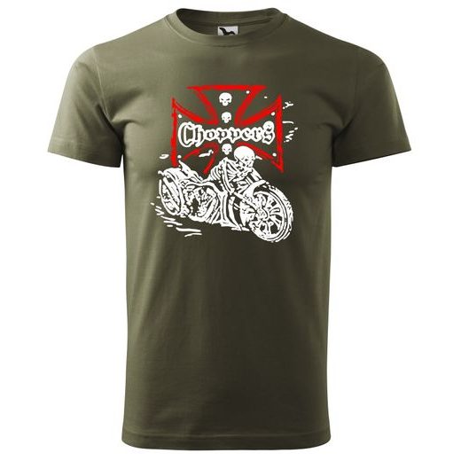 PÁNSKÉ TRIKO S MOTIVEM CHOPPERS OLD SCHOOL - MILITARY
