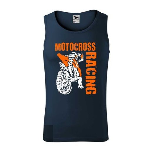 PÁNSKÉ TÍLKO S MOTIVEM MOTOCROSS RACING - TMAVĚ MODRÉ