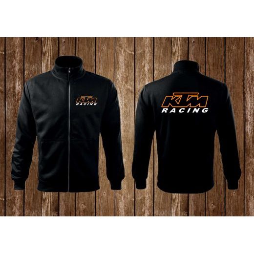 PÁNSKÁ MIKINA NA ZIP S MOTIVEM KTM RACING 1 - ČERNÁ