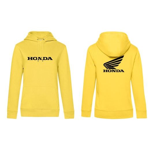 DÁMSKÁ MIKINA S KAPUCÍ A MOTIVEM HONDA 1 - ŽLUTÁ