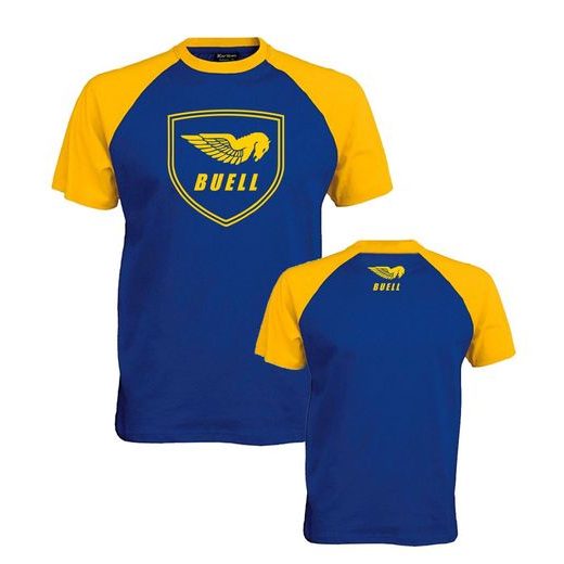PÁNSKÉ TRIKO S MOTIVEM BUELL 1 - ŽLUTÉ/KRÁLOVSKY MODRÉ
