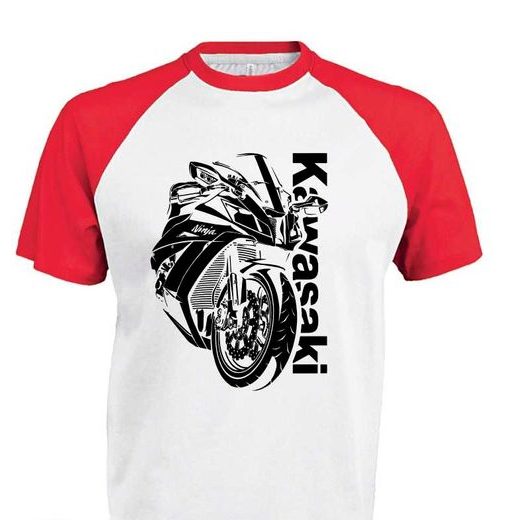 PÁNSKÉ TRIKO S MOTIVEM KAWASAKI NINJA 2 - ČERVENÉ/BÍLÉ