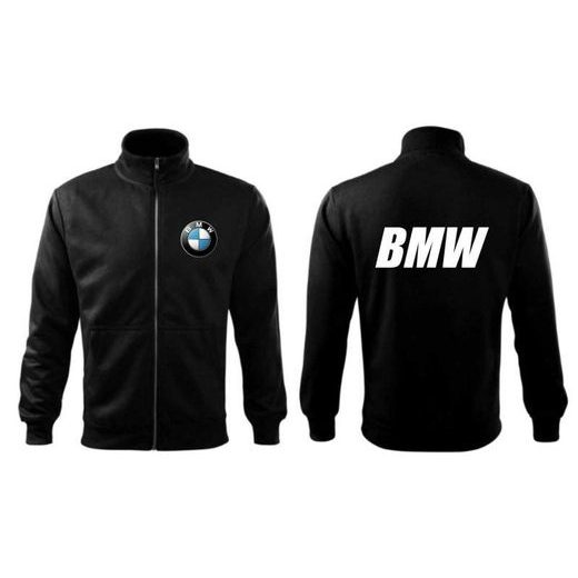 PÁNSKÁ MIKINA NA ZIP S MOTIVEM BMW - ČERNÁ