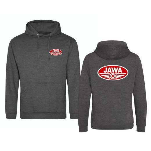 PÁNSKÁ MIKINA S KAPUCÍ A MOTIVEM JAWA - ŠEDÁ