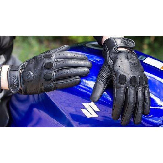WOLF RIDER BLACK KOŽENÉ RUKAVICE NA MOTORKU