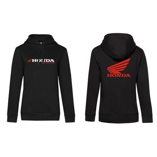 DÁMSKÁ MIKINA S KAPUCÍ A MOTIVEM HONDA - ČERNÁ