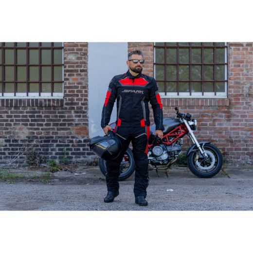 PÁNSKÁ TEXTILNÍ MOTO BUNDA SPARK MAVERICK - ČERVENÁ