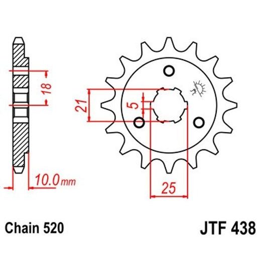 ŘETĚZOVÉ KOLEČKO JT JTF 438-14 14 ZUBŮ, 520