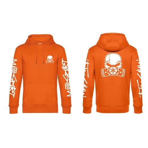 PÁNSKÁ MIKINA S KAPUCÍ A MOTIVEM YAMAHA MOTOSPORT - ORANŽOVÁ