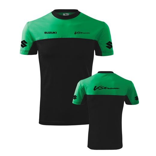 PÁNSKÉ TRIKO S MOTIVEM SUZUKI V-STROM - ZELENÁ/ČERNÁ