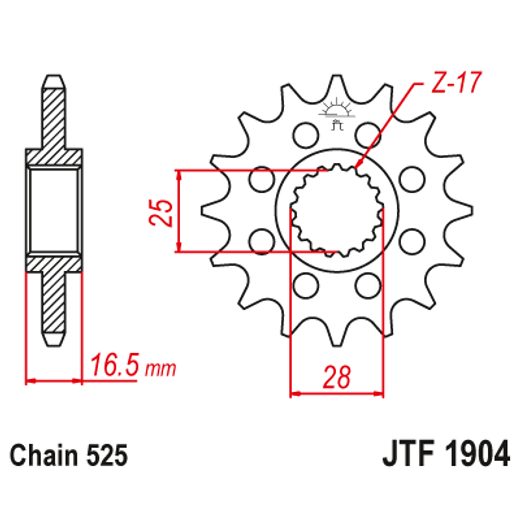 ŘETĚZOVÉ KOLEČKO JT JTF 1904-17 17 ZUBŮ, 525