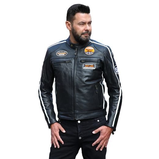 KOŽENÁ BUNDA NA MOTORKU WOLF RETRO BLACK