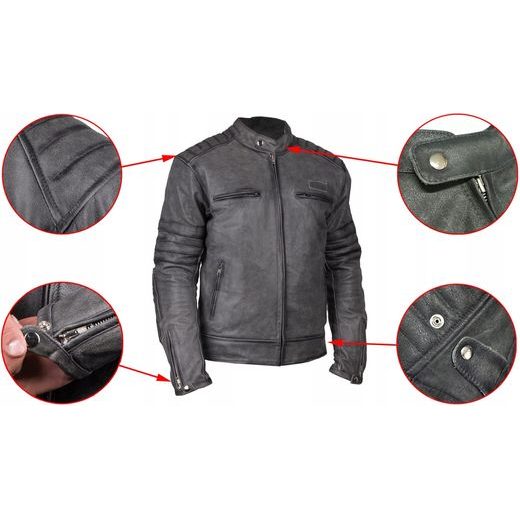 KOŽENÁ BUNDA NA MOTORKU WOLF DESTRO GREY