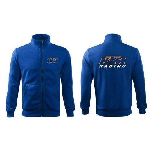 PÁNSKÁ MIKINA NA ZIP S MOTIVEM KTM RACING 1 - MODRÁ
