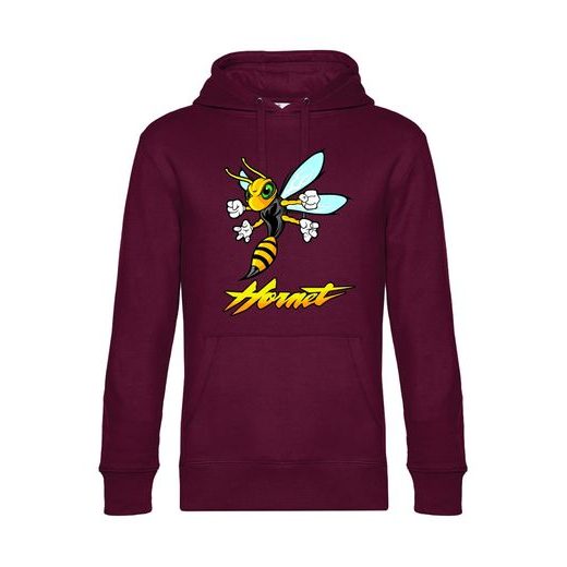 PÁNSKÁ MIKINA S KAPUCÍ A MOTIVEM HONDA HORNET 1 - VÍNOVÁ