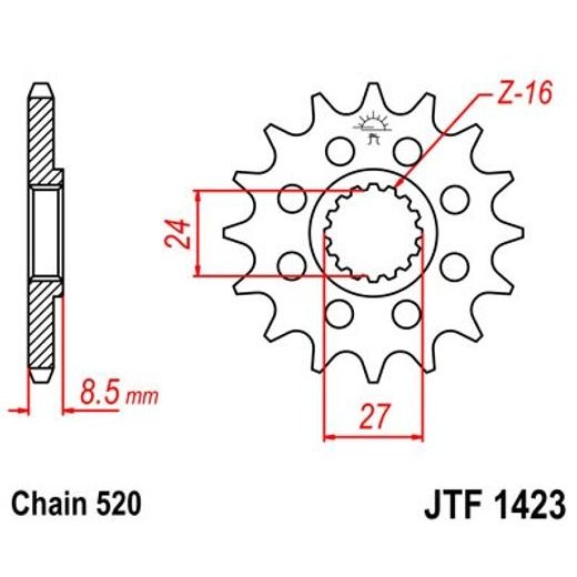 ŘETĚZOVÉ KOLEČKO JT JTF 1423-15 15 ZUBŮ, 520