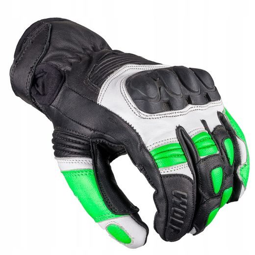 WOLF BANDIT GREEN KOŽENÉ RUKAVICE NA MOTORKU