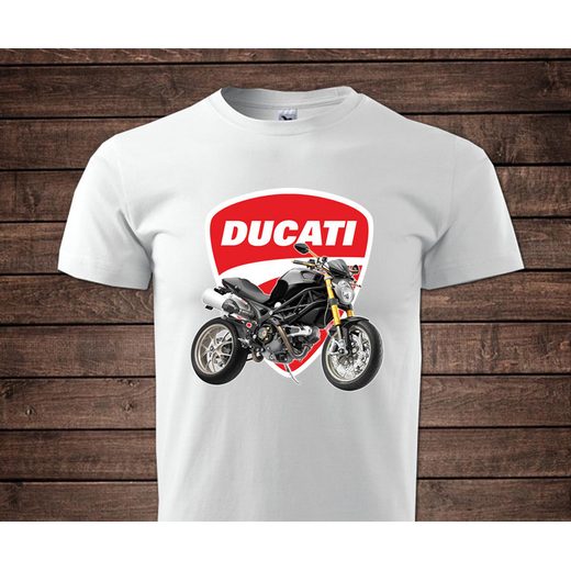 PÁNSKÉ TRIKO S MOTIVEM DUCATI MONSTER - BÍLÉ