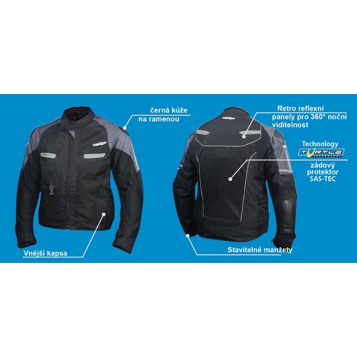 TEXTILNÍ LETNÍ AIRBAGOVÁ BUNDA HELITE VENTED MODROŠEDÁ