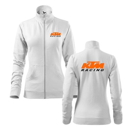DÁMSKÁ MIKINA NA ZIP S MOTIVEM KTM RACING - BÍLÁ