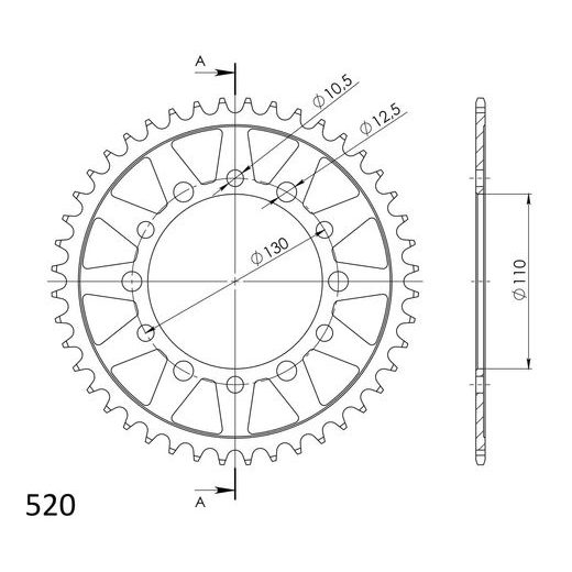 ŘETĚZOVÁ ROZETA SUPERSPROX RFE-1486:44-BLK ČERNÝ